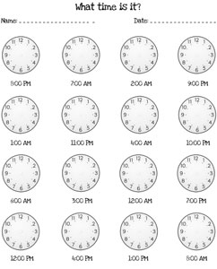 Blank Clocks Worksheets Image