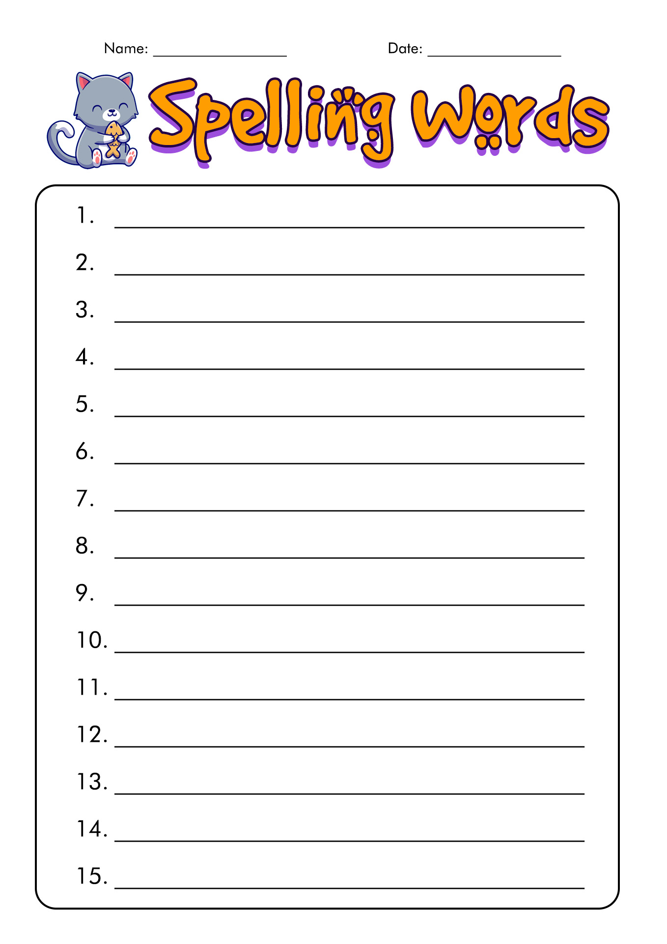 12 Blank Spelling Worksheets Free PDF at