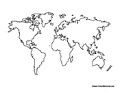 Blank World Map Coloring Page Image