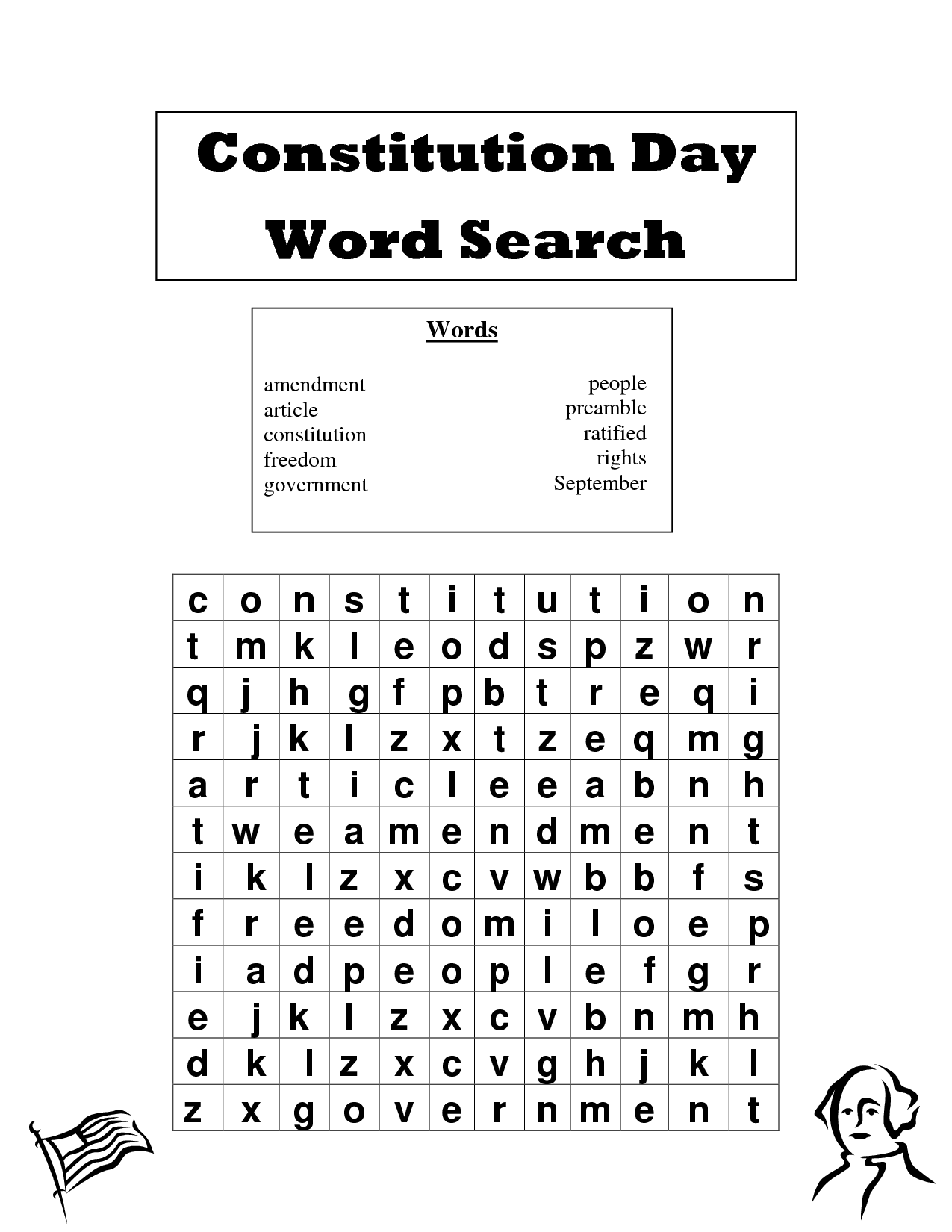 Constitution Day Word Search Image