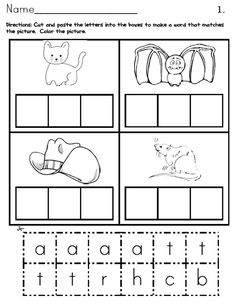 Cut and Paste CVC Words Worksheets Image