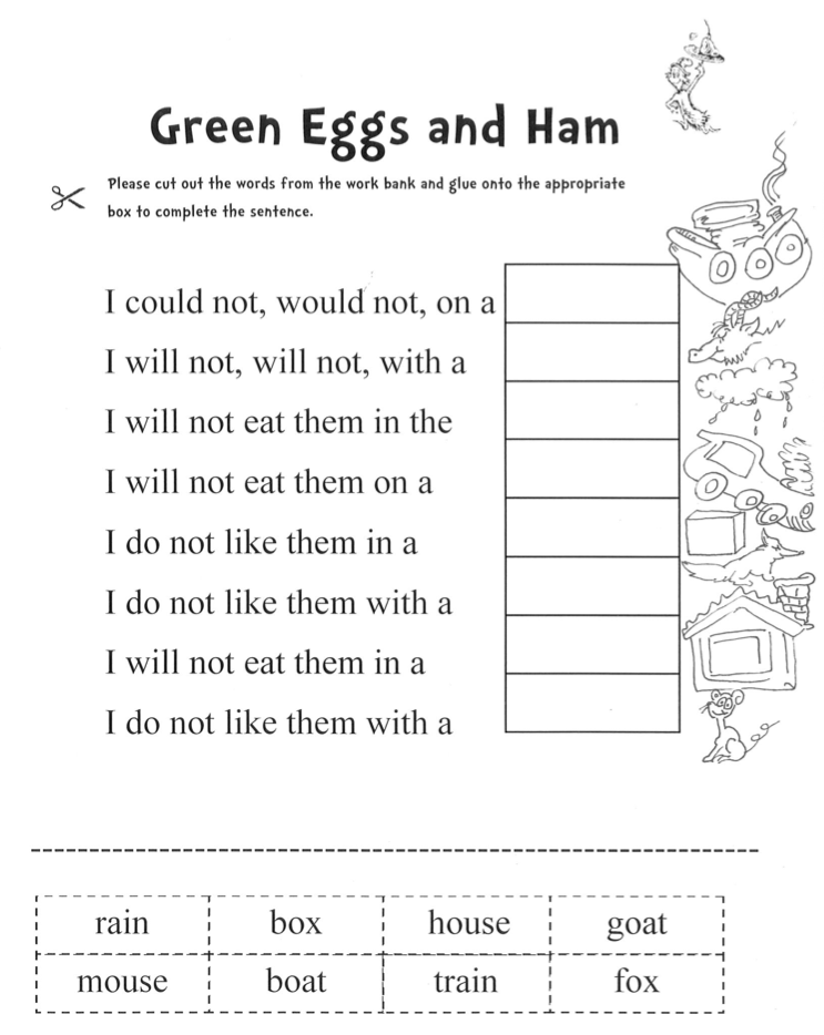 Dr Printable Seuss Green Eggs and Ham Activities Image