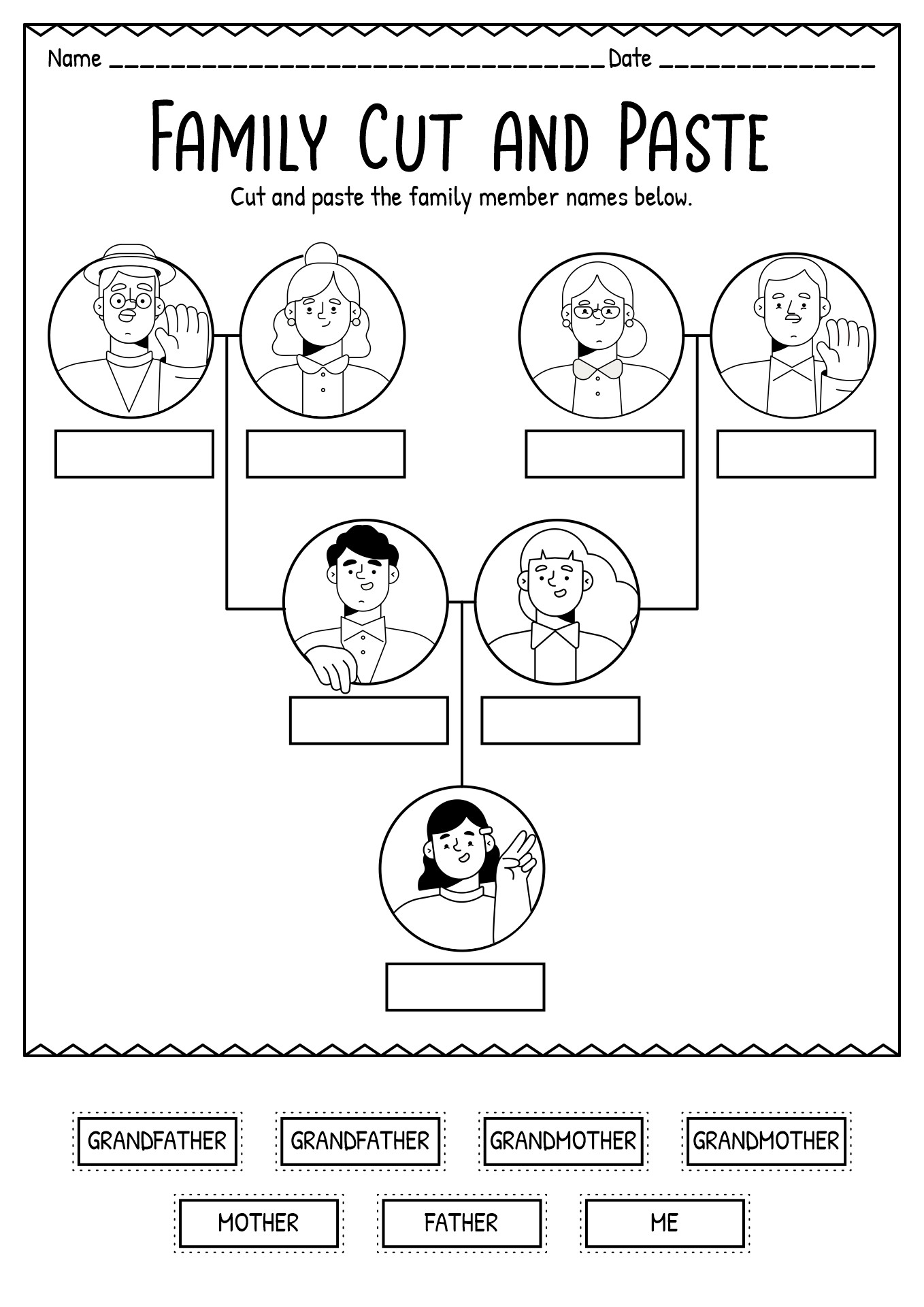 Family Cut and Paste Worksheet Image