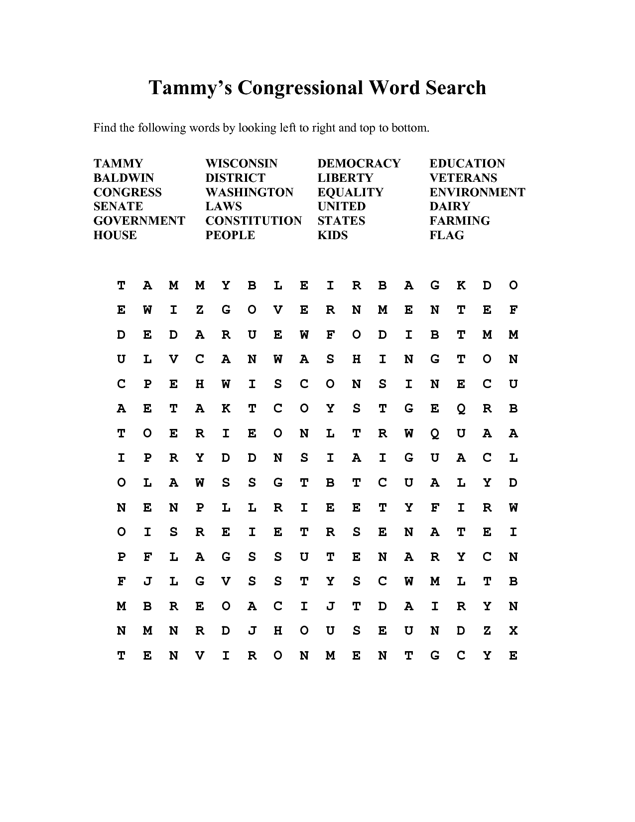 Government Word Search Printable Image