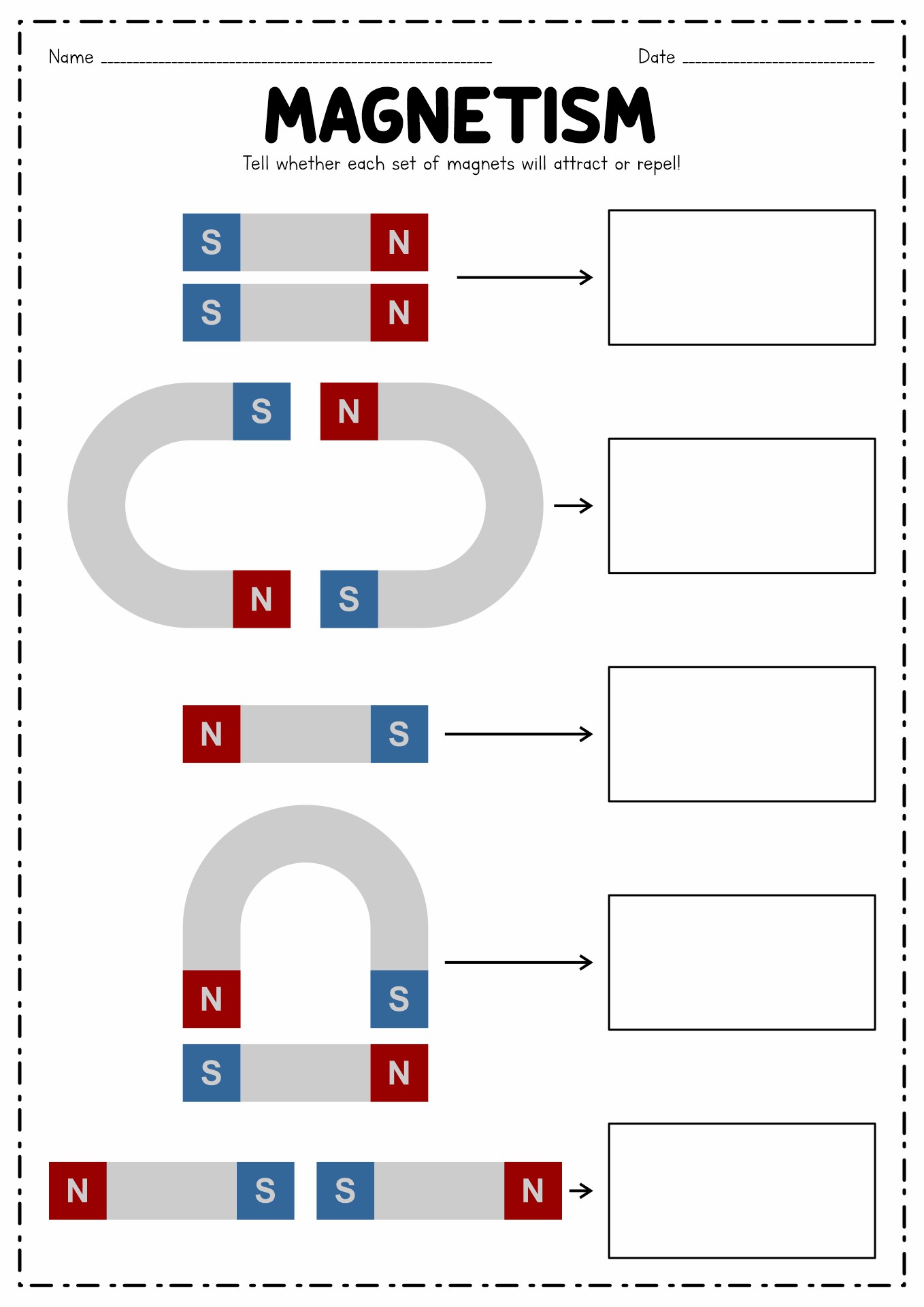 Magnets and Magnetism Worksheets Image