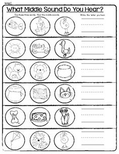 Middle and Ending Sounds Worksheets Image
