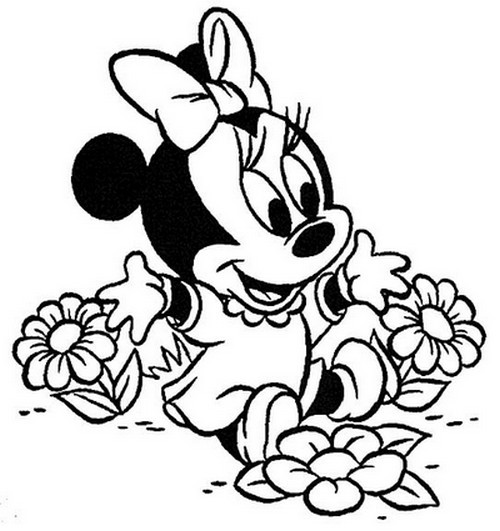 Minnie Mouse as a Baby Coloring Pages Image