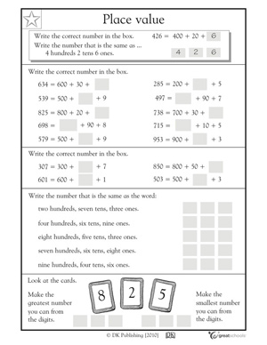 Place Value 2nd Grade Math Worksheets Image