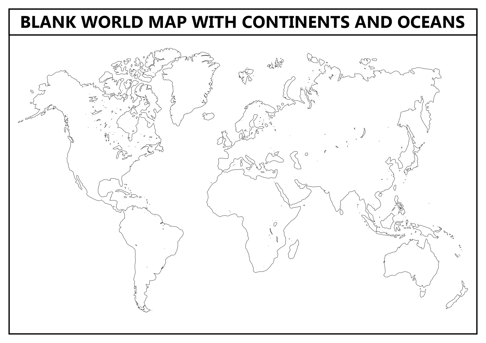Printable Blank World Map Continents Oceans Image