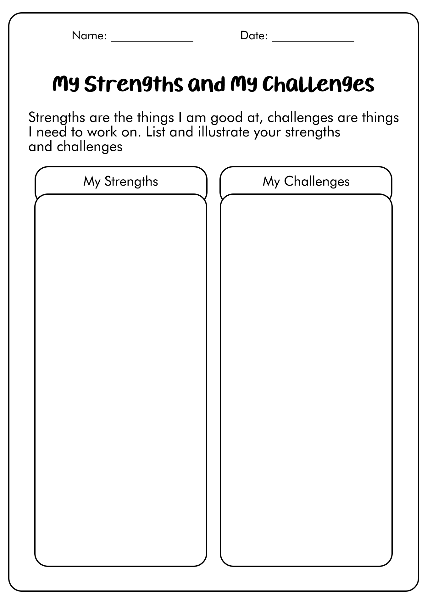 Student Strength and Weakness Worksheet Image