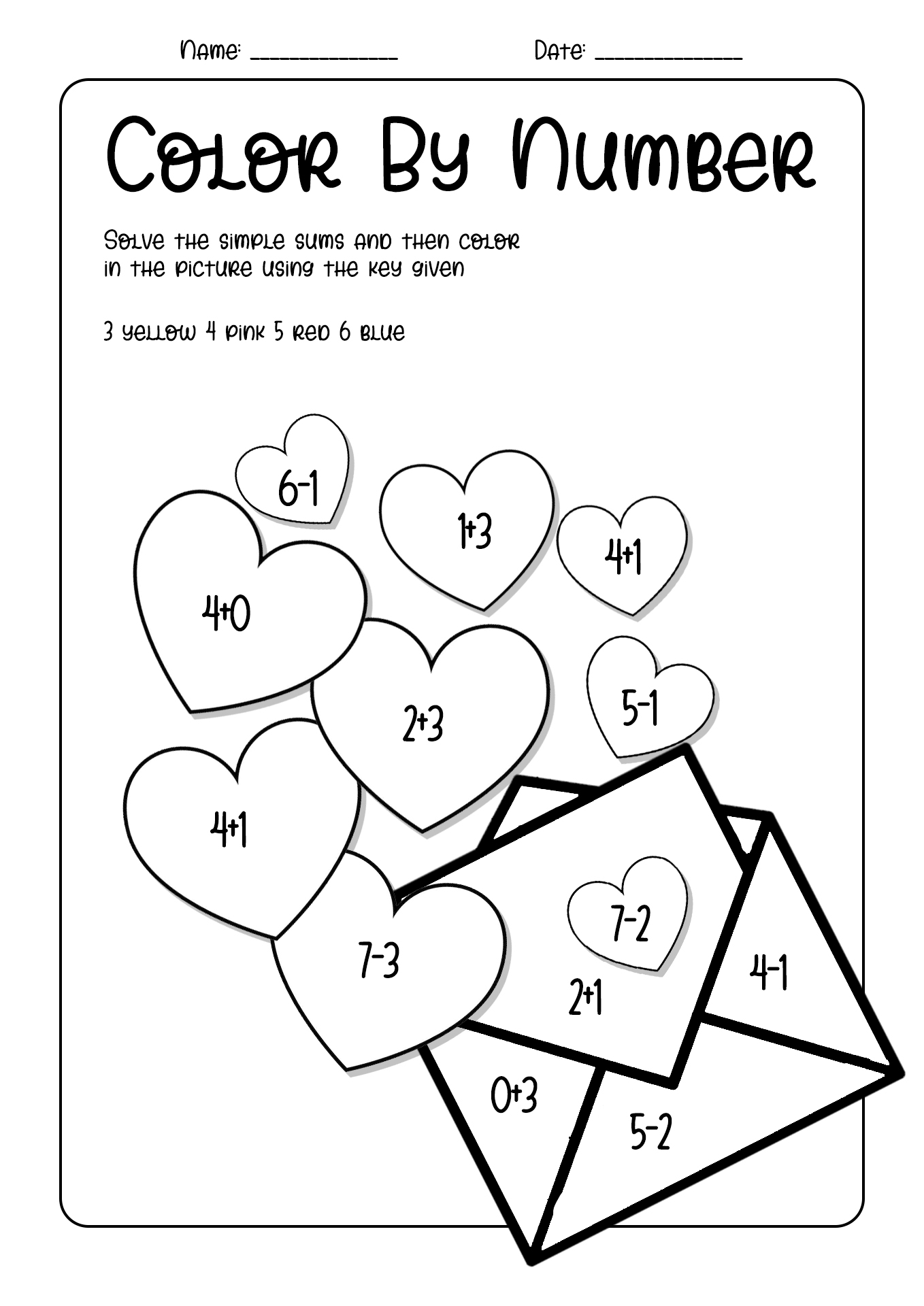 Valentines Day Math Coloring Worksheets Image