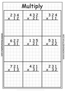 3 by 2 Digit Multiplication Worksheets Image