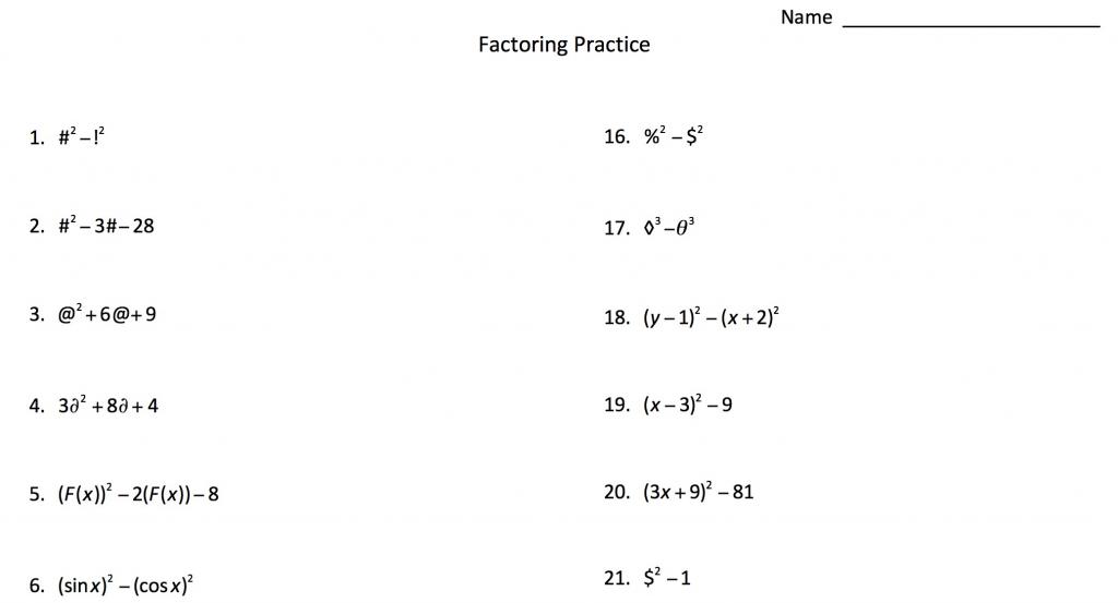 Algebra 2 Factoring Worksheet Image