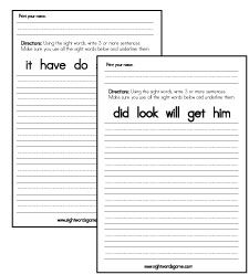 First Grade Sight Words Worksheets Image