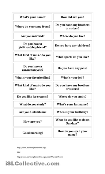 Free ESL Worksheets for Adults Beginners Image