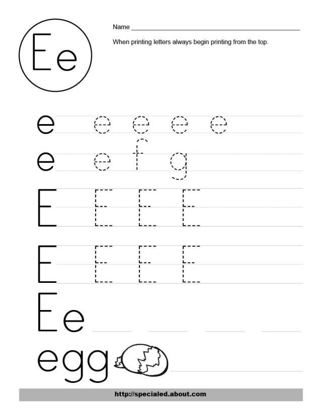 Free Printable Alphabet Letter E Worksheets Image