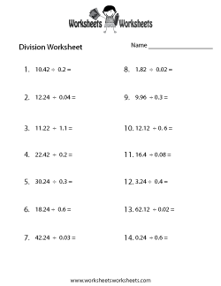 Free Printable Decimal Division Worksheets Image