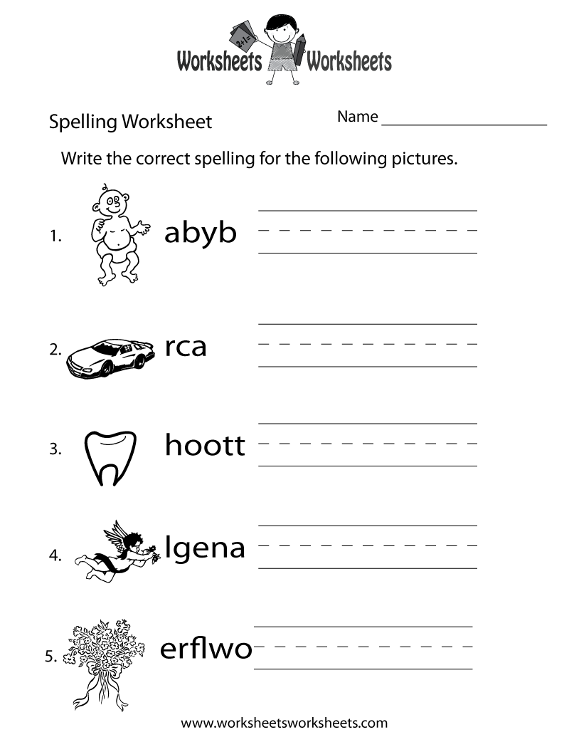 Free Printable Spelling Test Worksheets