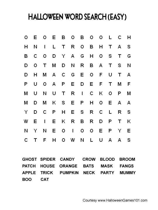 Halloween Word Search Puzzles Image