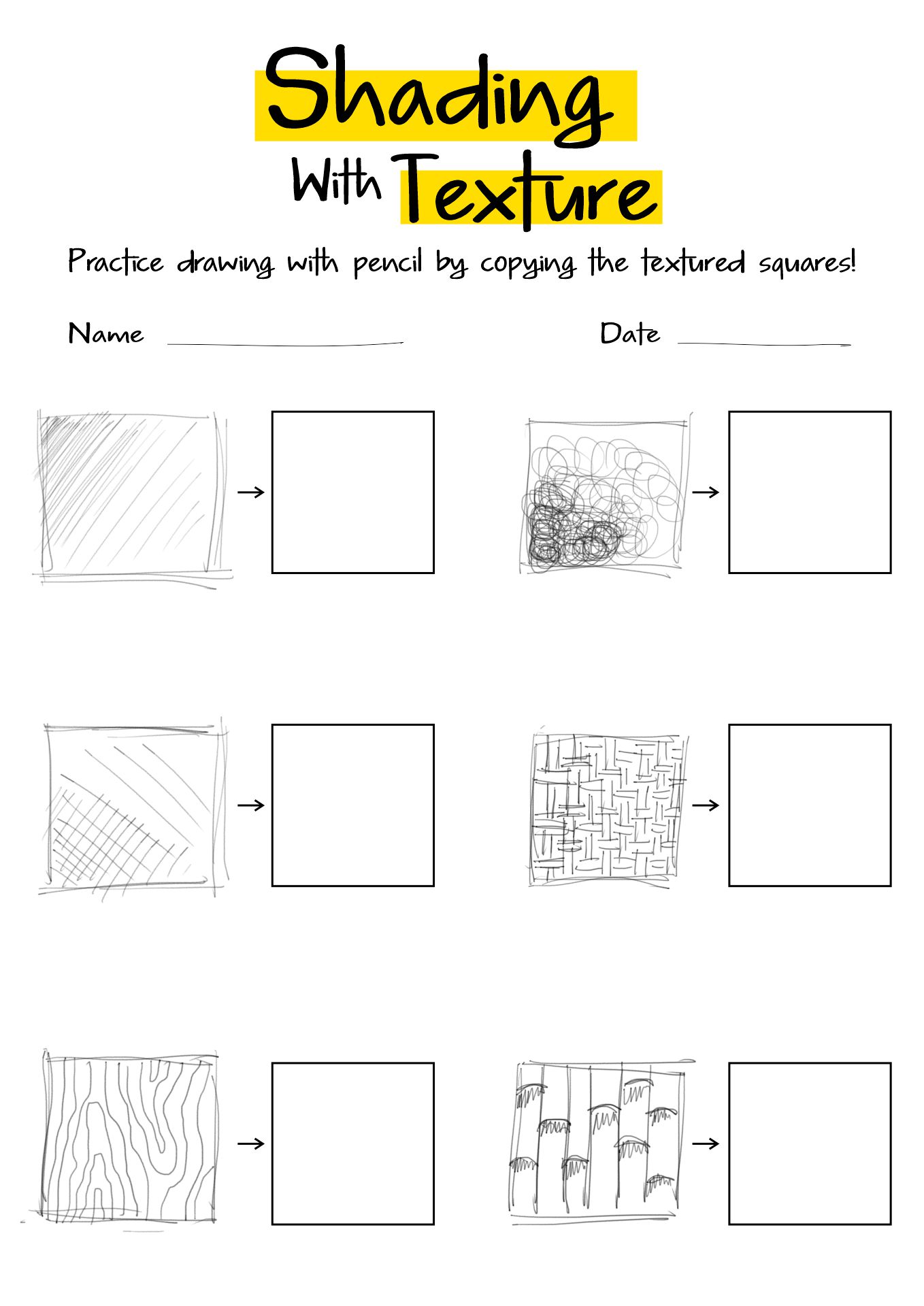 How to Draw Textures Worksheets