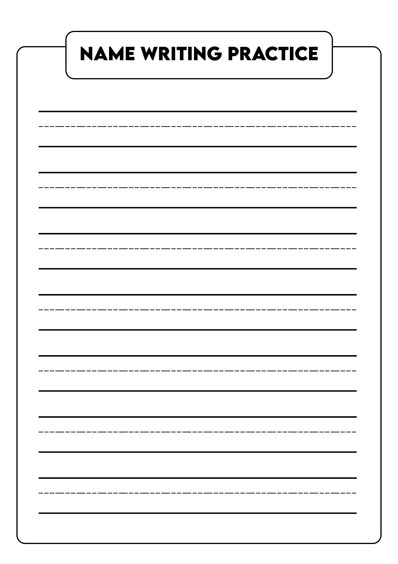 Kindergarten Name Writing Practice Worksheets