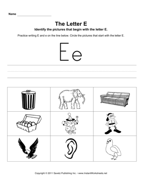 Letter E Worksheets Image