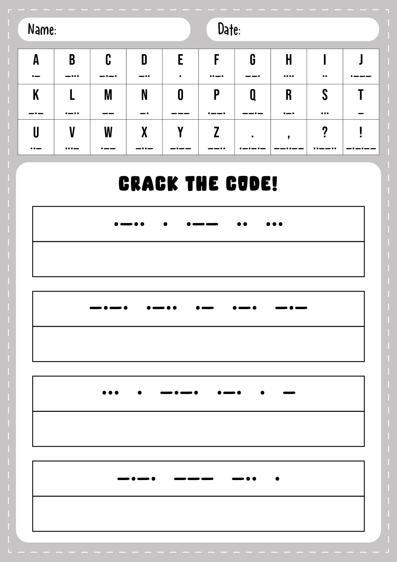 13 Printable Morse Code Worksheet Worksheeto