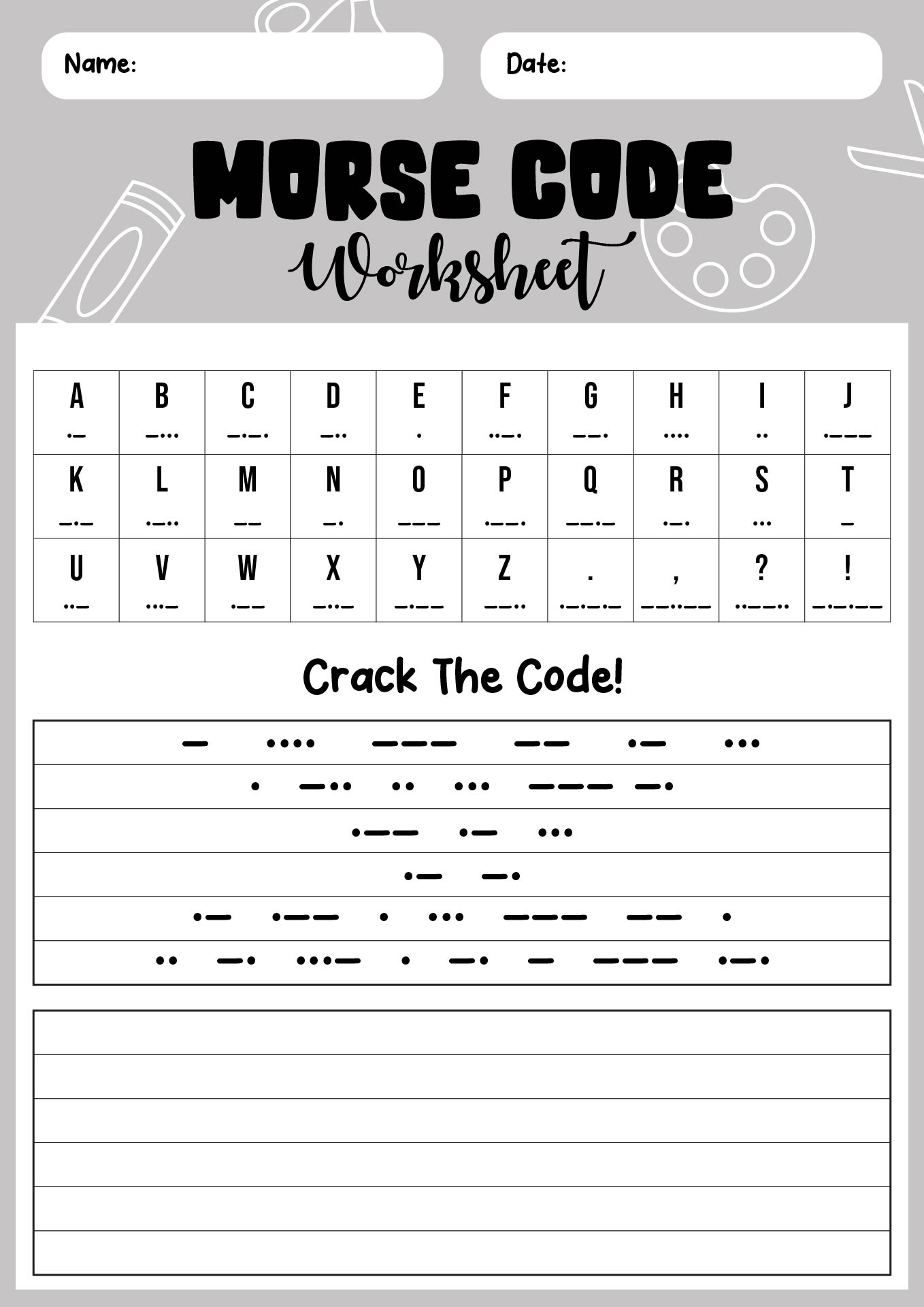 13 Printable Morse Code Worksheet Worksheeto