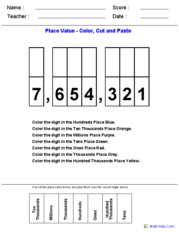 Place Value Worksheets Image