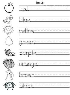 Practice Writing Color Words Worksheet Image
