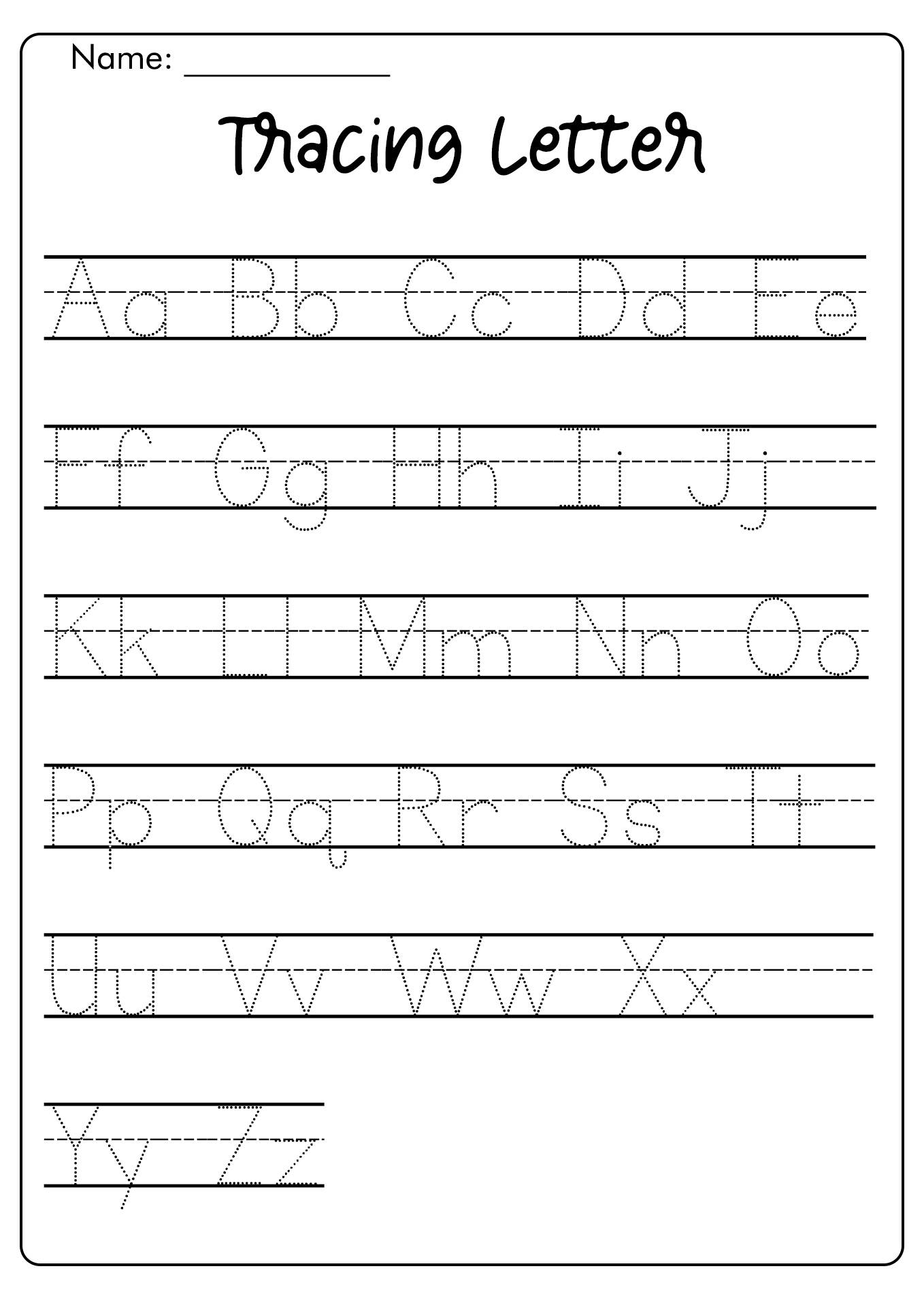 Print Tracing Letters Worksheets Names