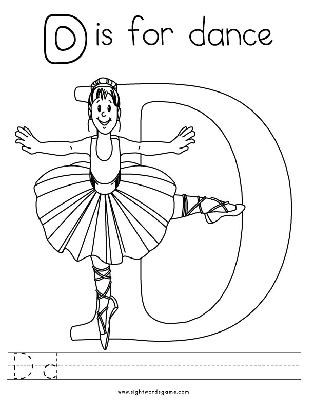 Printable Letter D Coloring Page Image