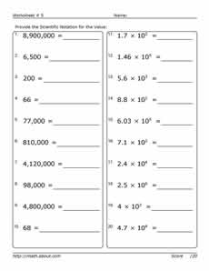 Scientific Notation Worksheets 8th Grade Answers Image