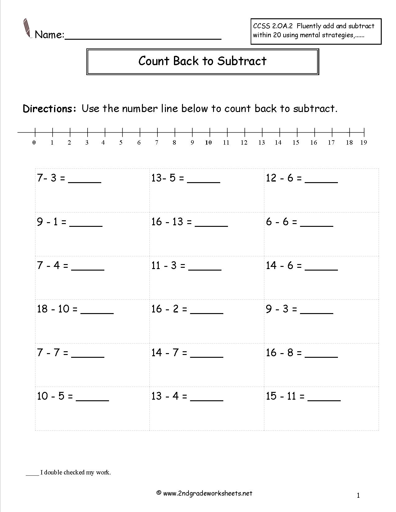 Subtraction Worksheets within 20 Image
