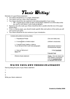 how to write a thesis statement middle school worksheet