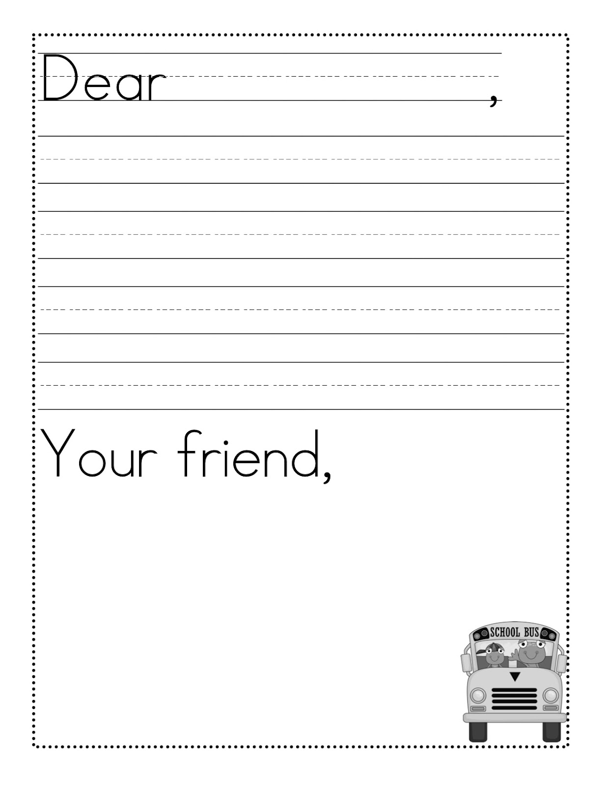 Writing Friendly Letter Template Image