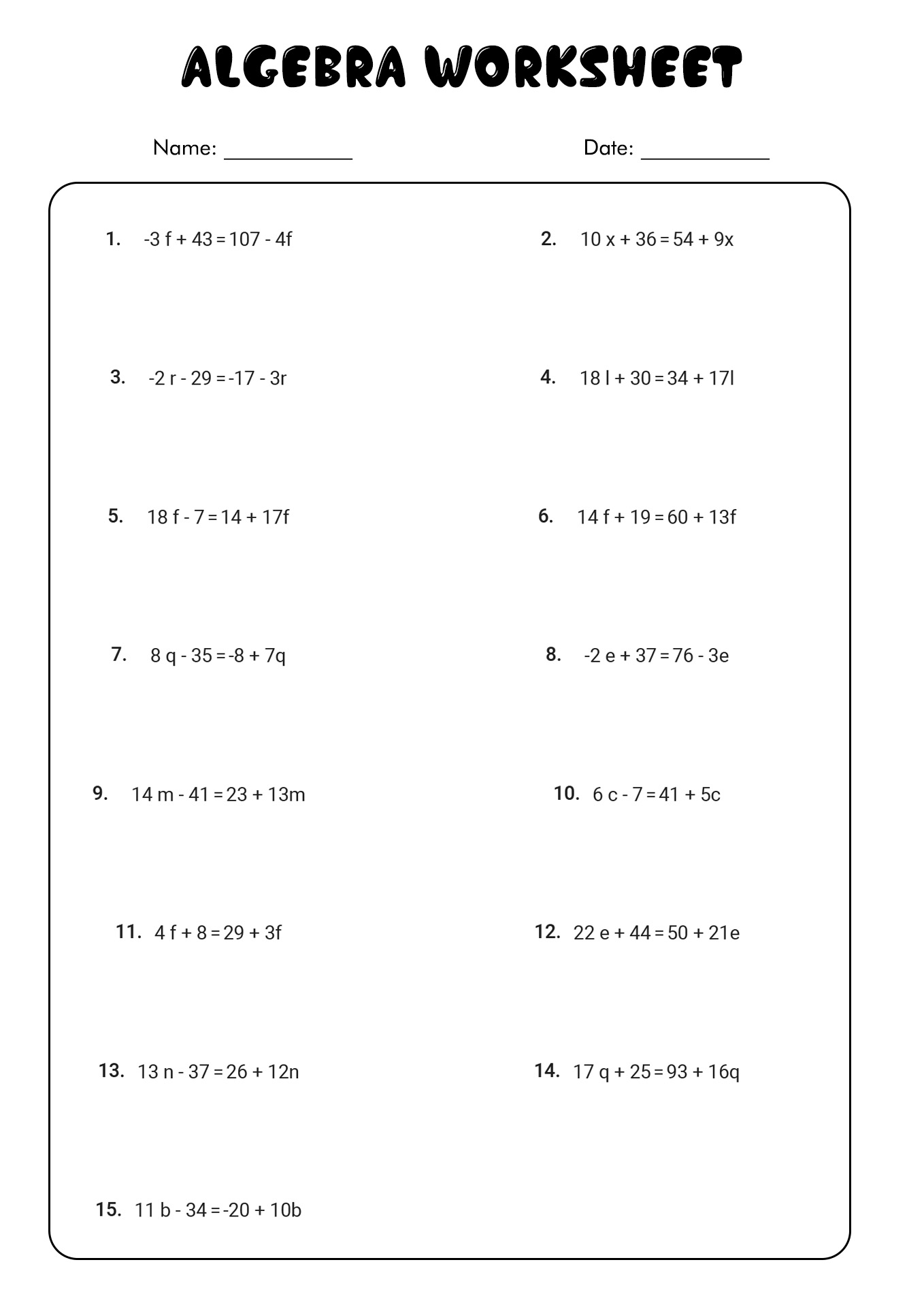 6th Grade Math Worksheets Algebra Image