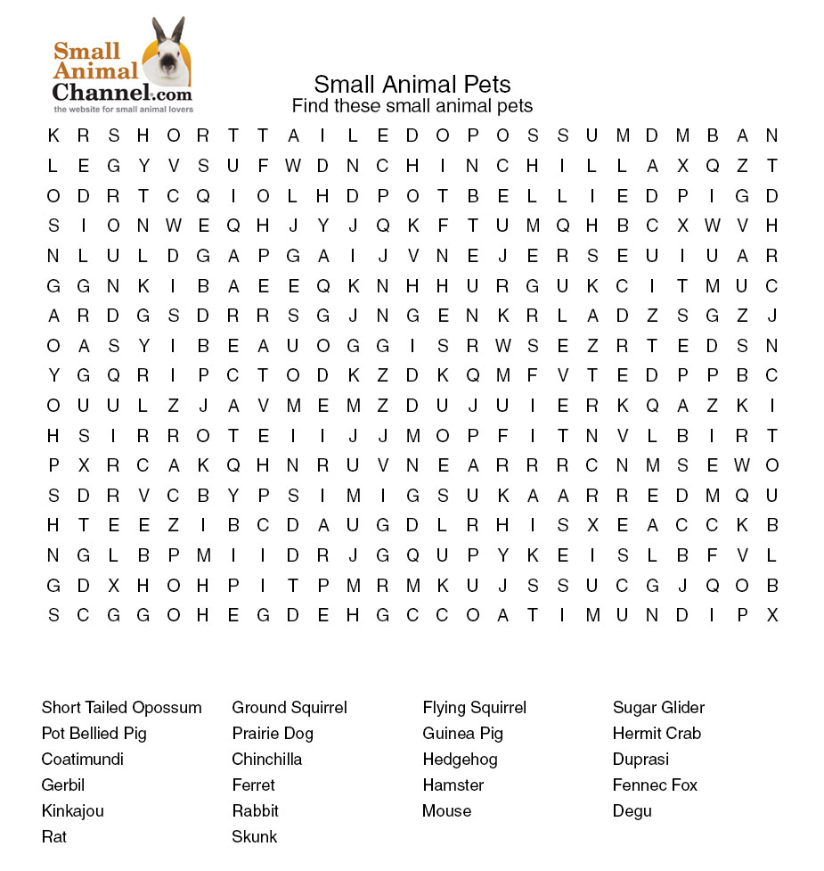 Animal Word Searches Image