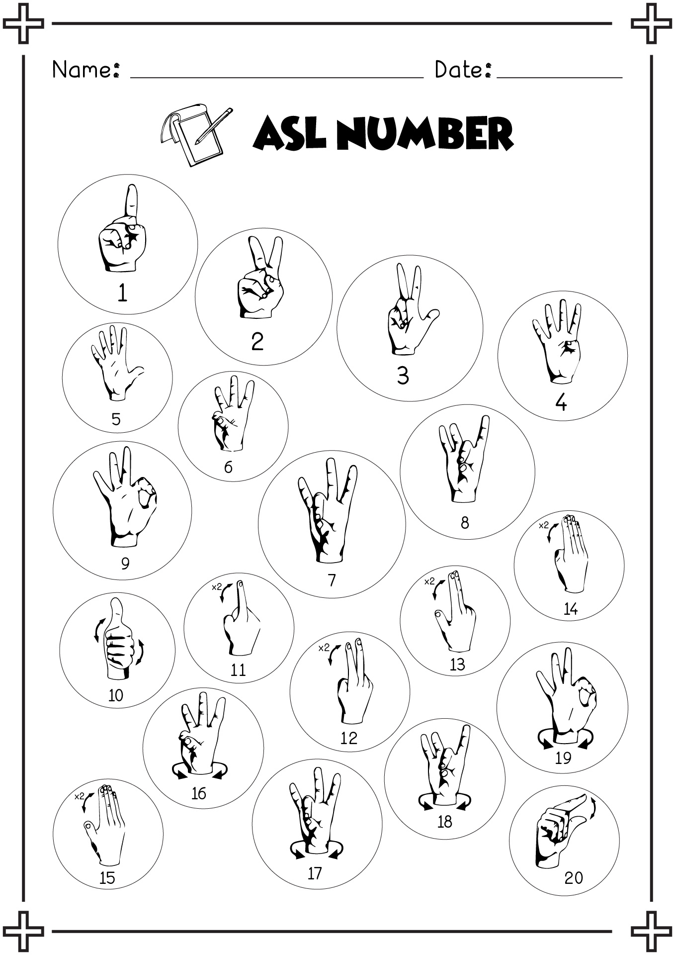 ASL Sign Language Numbers 1 20
