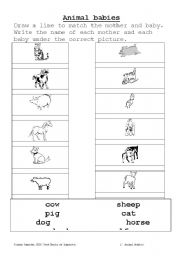 Baby and Mother Animals Worksheets Image