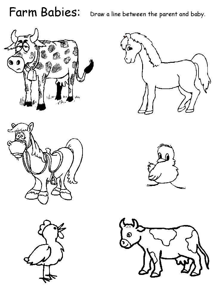 Baby Farm Animal Matching Worksheet Image