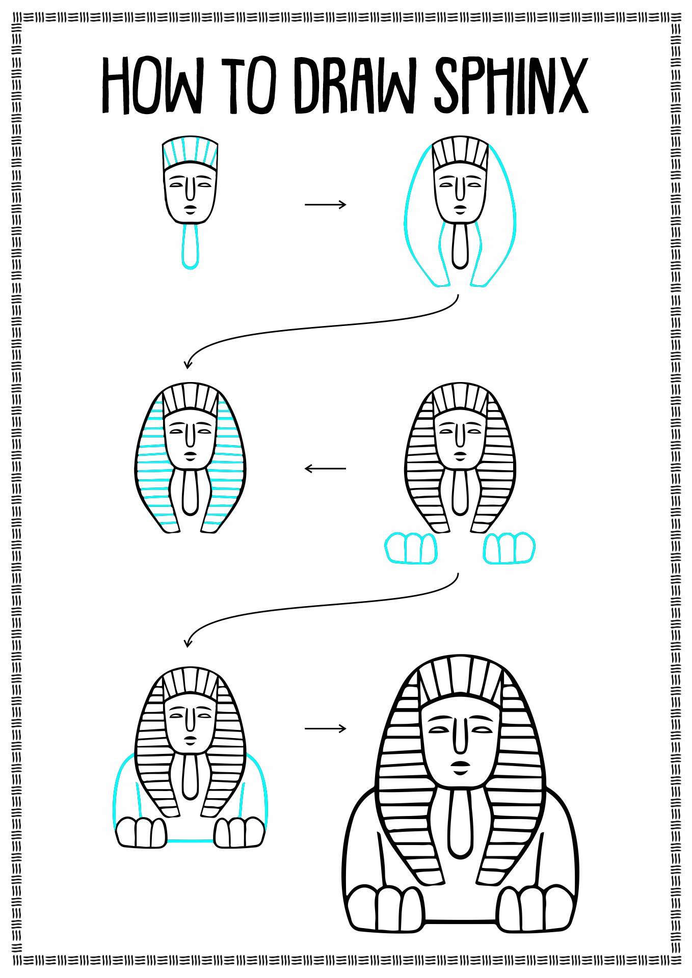 How to Draw Egyptian Sphinx Image