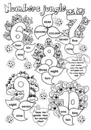 Jungle Color by Numbers Worksheets Image