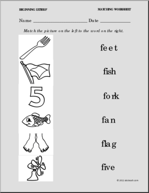 Kindergarten Worksheets Letter F Words Image