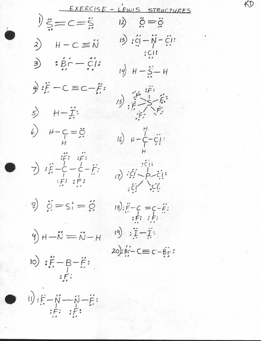 Lewis Dot Structure Worksheet and Answers Image