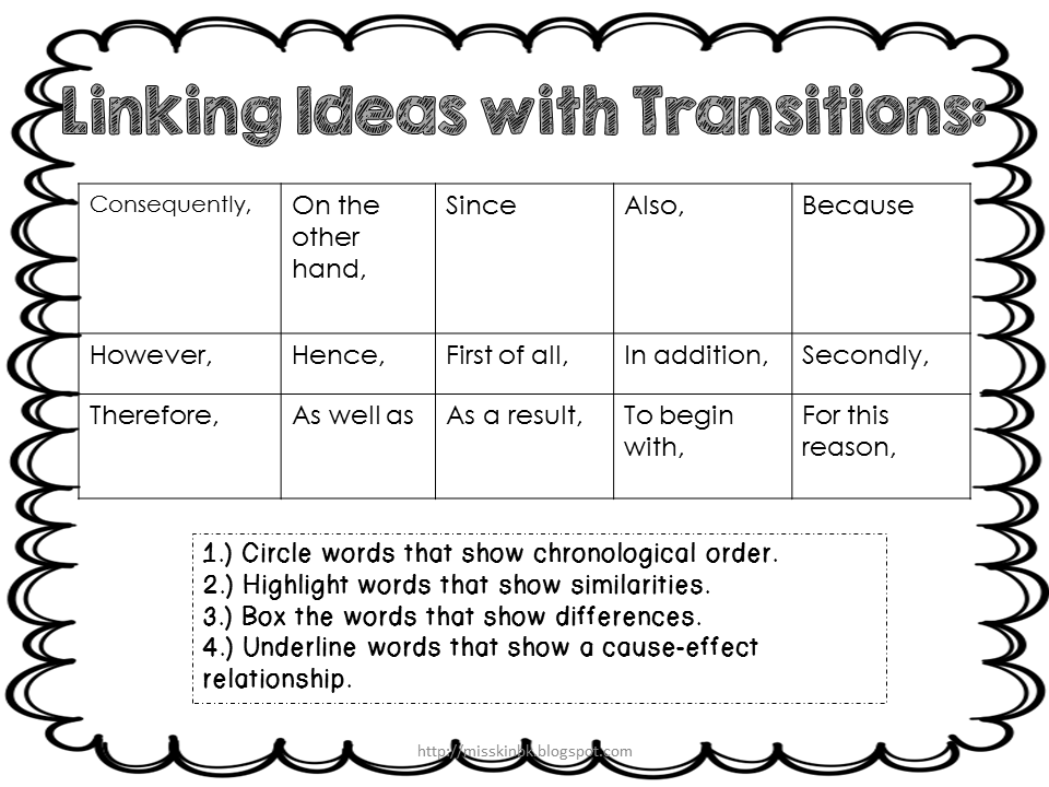 transition words for essays 5th grade