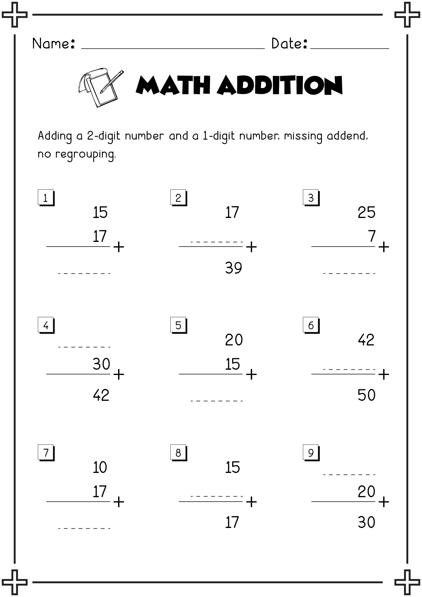 Math Addition Worksheets 2nd Grade