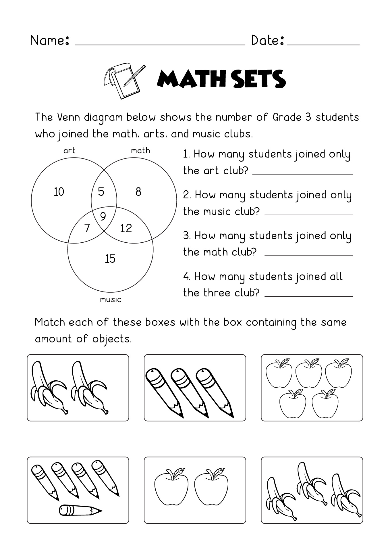 Math Sets Worksheets