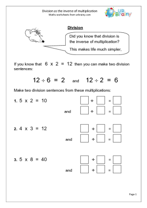 Multiplication Inverse Worksheets Image