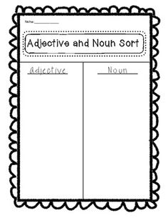 Noun-Adjective Sort Worksheet Image